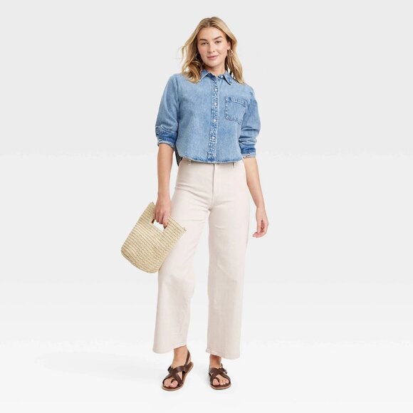 Size 2 - Womens High-Rise Sailor Wide Leg Ankle Jeans - Universal Thread - Beige - Picture 4 of 6